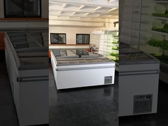 Zamrażarka w supermarkecie z układem chłodzenia statycznego i przesuwnymi szklanymi drzwiami