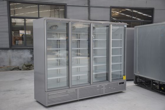 Supermarket Pionowy agregat chłodniczy z czterema szklanymi drzwiami z cyfrowym termostatem Danfoss