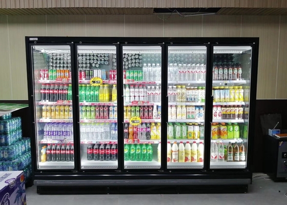 2000L Grab and Go Upright Display Regulowana półka na lodówkę z 5 szklanymi drzwiami